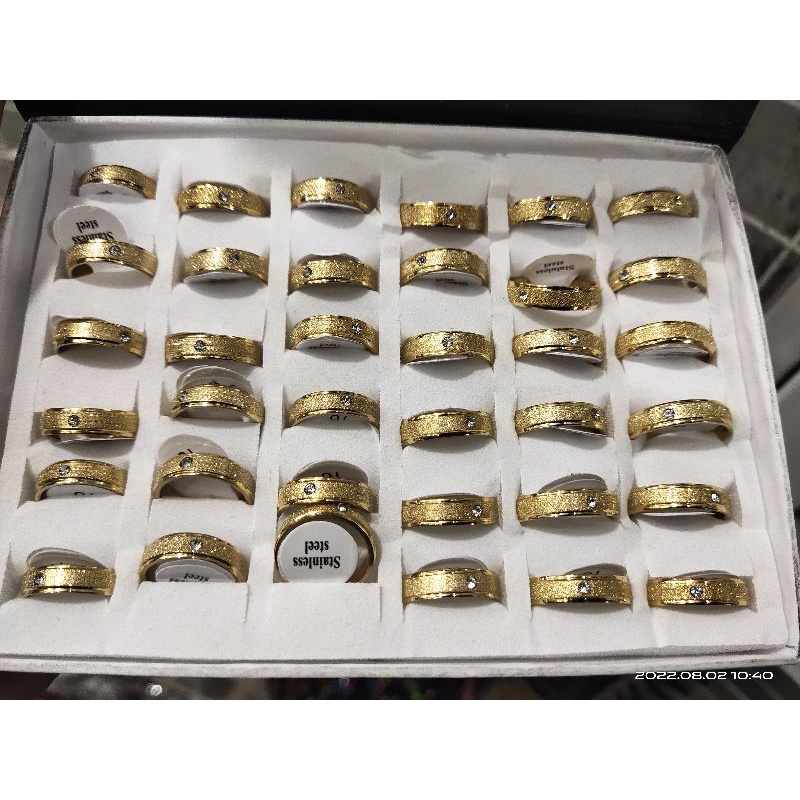 Cincin Stainless Steel pasir Gold Mata 1box isi 36pcs (3lusin)