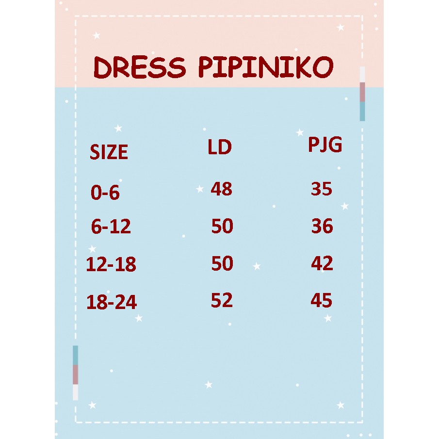 pipiniko dress anak bayi usia 0 6 8 9 10 12 14 16 18 20 22 24 bulan 1 2 tahun cewek perempuan halus-1