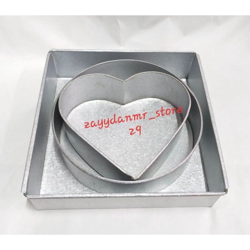 Loyang kue 1set 3pcs loyang mini Kotak 16cm, Bulat 14cm, Love 12cm Tinggi 4cm Loyang bolu/Loyang kue murah