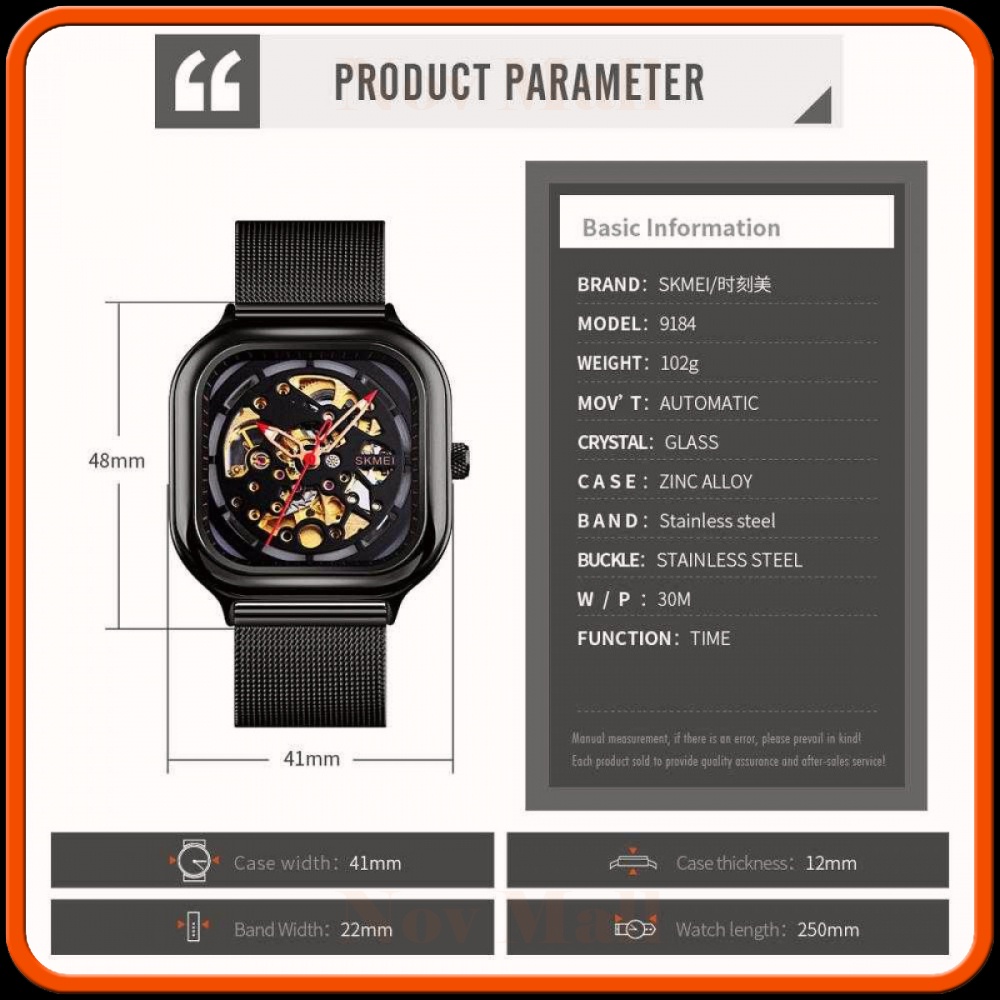 SKMEI Jam Tangan Mechanical Pria Automatic Movement - 9184