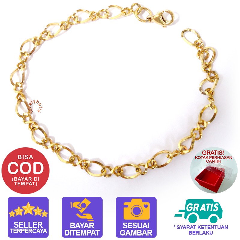 Lovelybutik Gelang Titanium Rik4 Gelang Tangan Wanita Anti Karat  Uk. 18 cm BONUS KOTAK PERIASAN