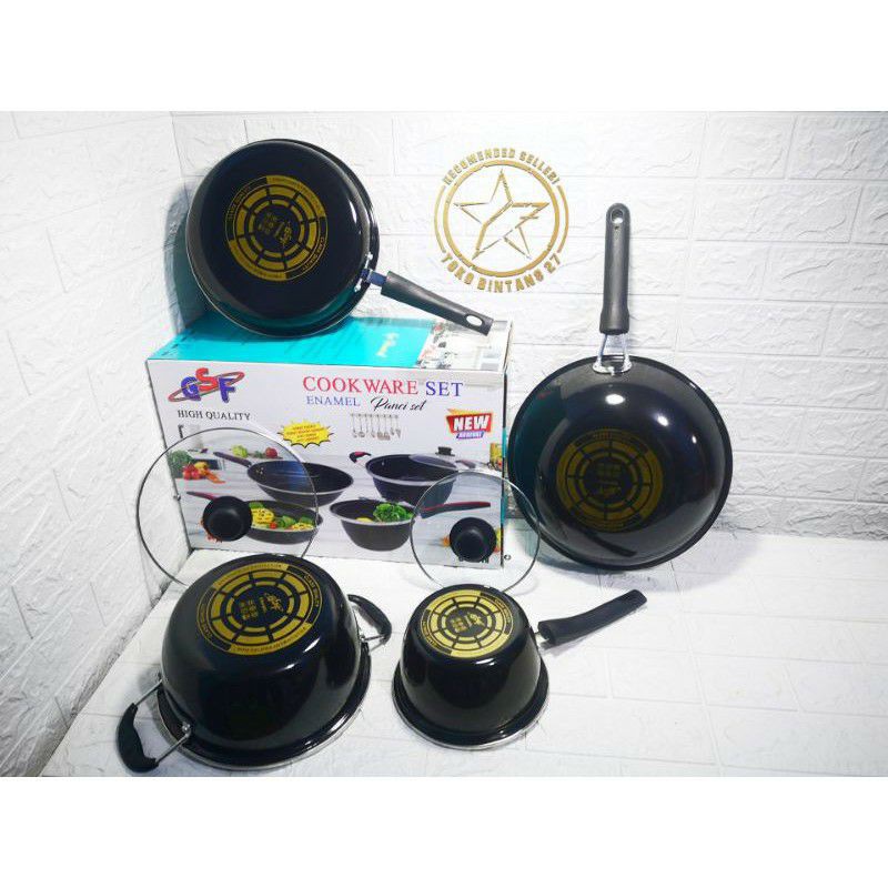 WAJAN ENAMEL GSF SET 6 IN 1 ANTI LENGKET BAHAN TEBAL