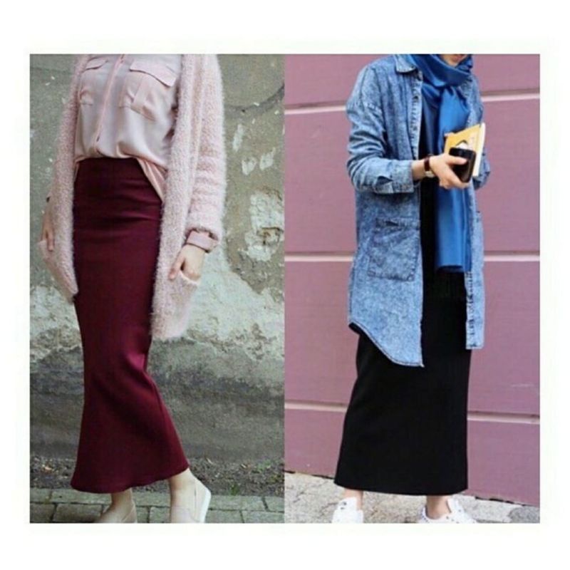 ROK SEPAN SCUBA PREMIUM/ROK WANITA UNTUK KERJA/UNTUK REMAJA-3