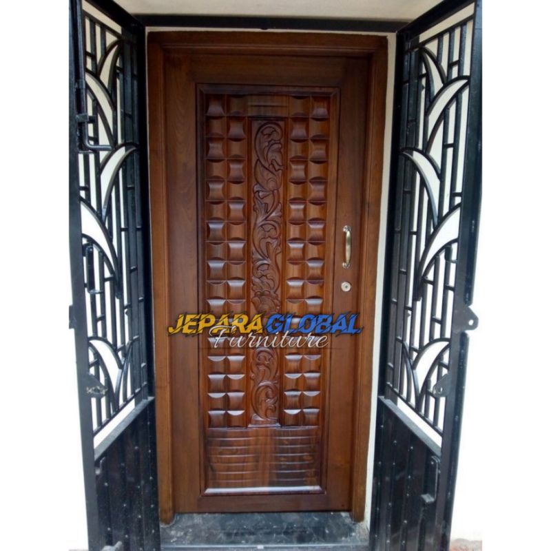 pintu rumah minimalis jati kepang & kusen (pintu ukir jati,pintu jati murah,kusen jati )