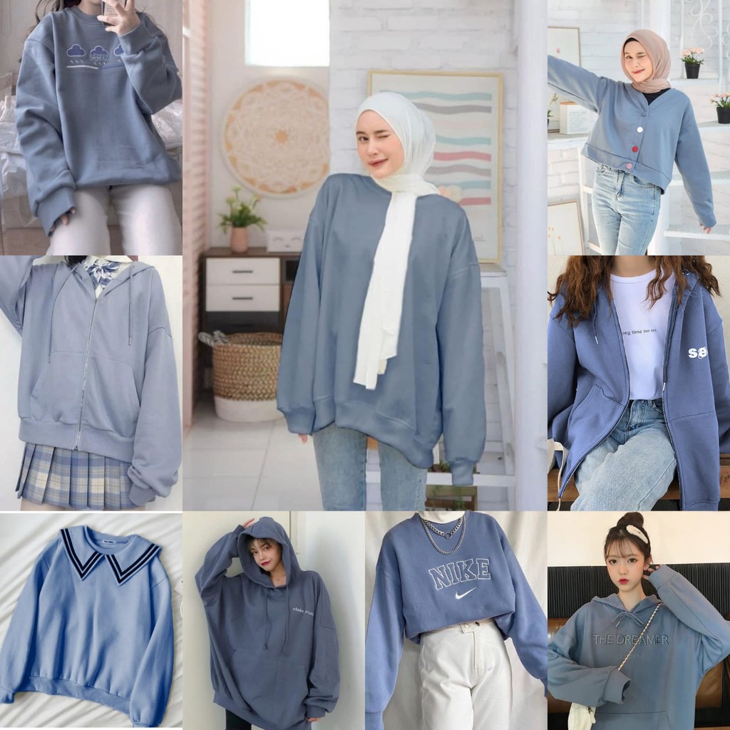 hoodie Sweater SERIES DENIM SOFT sweater oblong - crewneck pria wanita