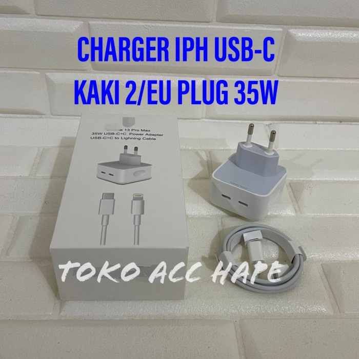 CHARGER 1 Set ADAPTOR &amp; KABEL 35W KAKI 2 USB-C TO LIGHT-NIING Utk Seri 11/12/13