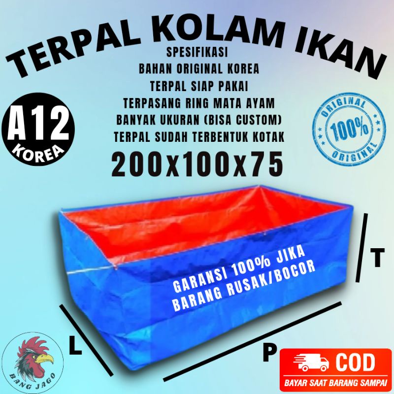 Kolam Terpal Ikan Lele Ukuran 200x100x75 Type A12 Terpa Kolam Ikan ternak Bahan Korea