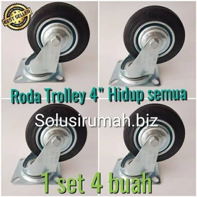 4pcs hidup 4 pc Etalase 4 inch roda gerobak roda trolley  karet 4&quot; set