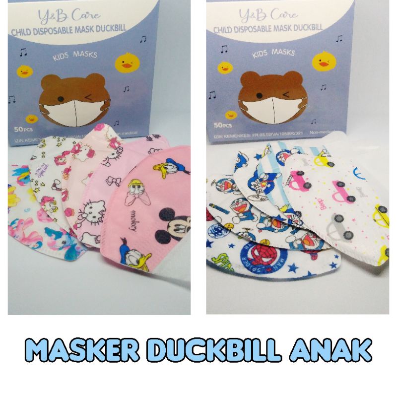 10pcs masker duckbill motif kartun anak