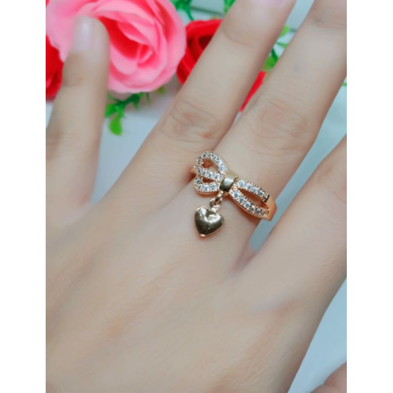 Fourfashion Cincin Dewasa Xuping Motif Pita Love Lapis Emas HH034