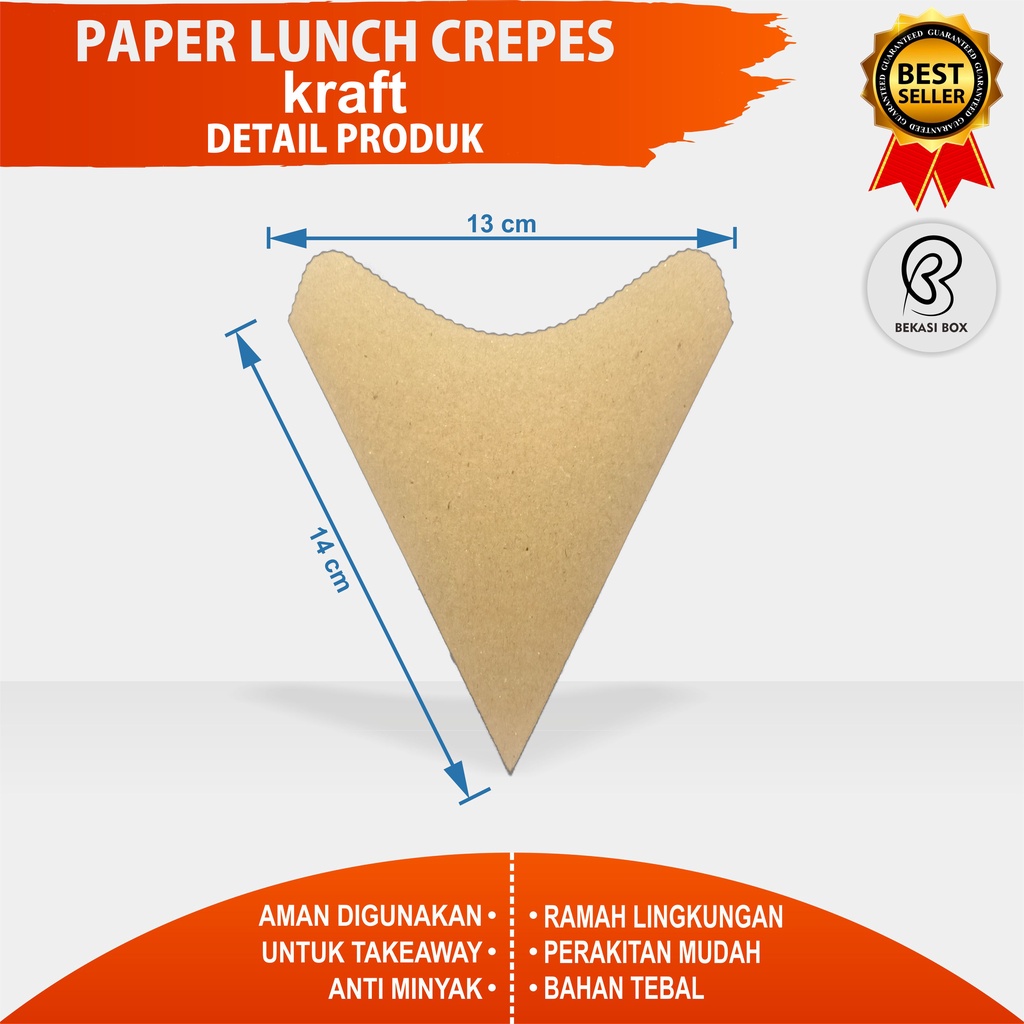 PAPER LUNCH CREPES KRAFT (COKLAT)  / TEMPAT MAKAN CREPES / KEMASAN CREPES