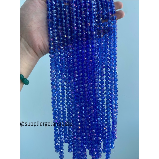 Crystal Ceko 8mm BLUE QUARTZ metallic biru kuarsa metal kristal import