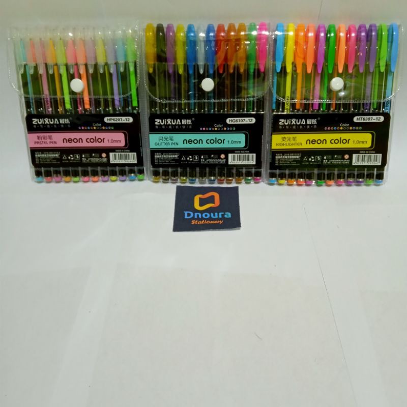 

SATU SET ( 12 WARNA ) Pulpen Zuixua Neon Color 1.0mm / Glitter Pen / Pastel Pen / Highlighter Pen