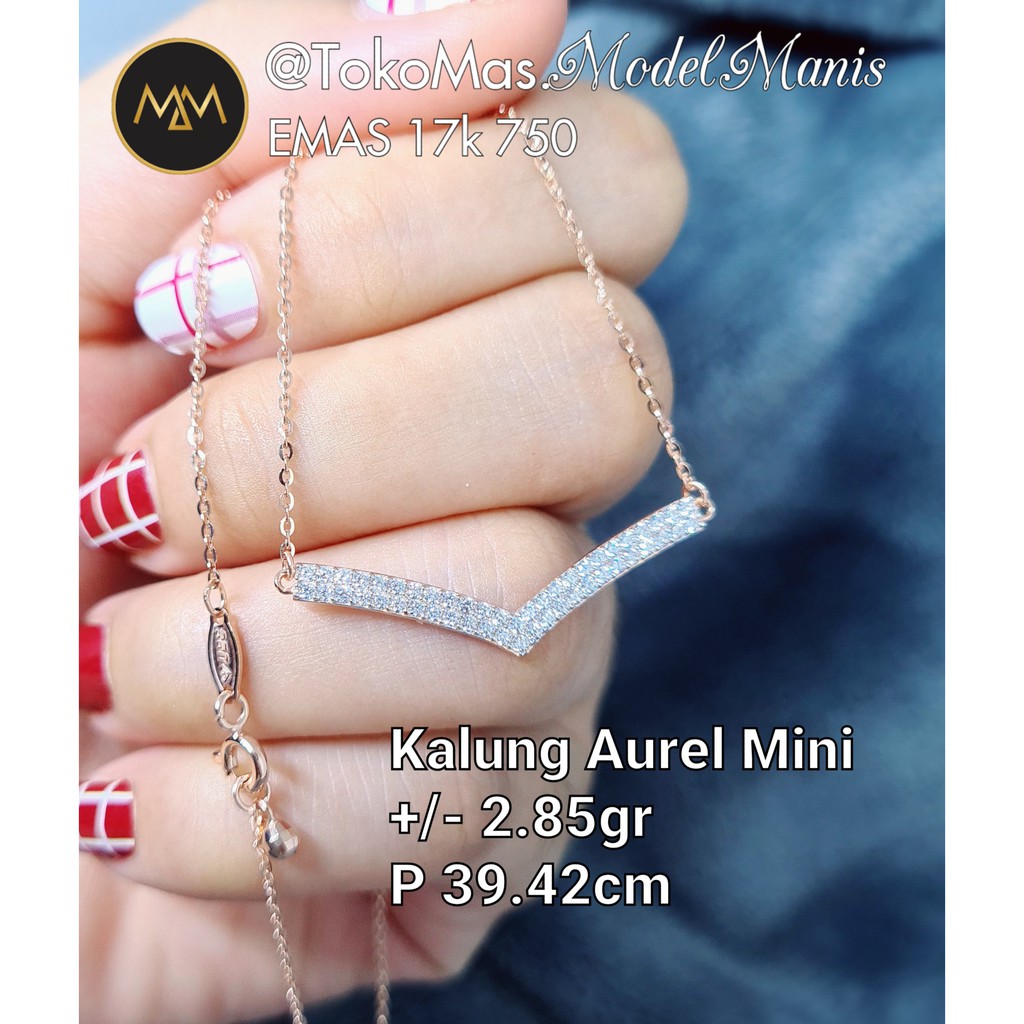 Kalung Aurel mini emas rosegold putih 750 kadar 17k