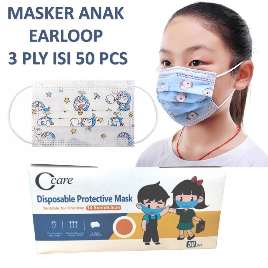 Masker Anak Karakter 3 ply Isi 50pcs / Masker Anak Duckbill Karakter 3 ply Isi 50pcs / Masker Bayi Balita Baby Anak