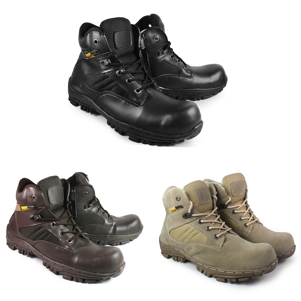 Boots Safety Sepatu Pria Ujung Besi Cheap Pendek Sleting / Sepatu Proyek /Tracking/Bikers/Outdoor