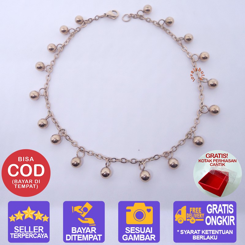 Lovelybutik Gelang tangan titanium Balls gelang Wanita Titanium [Silver] BONUS KOTAK PERHIASAN