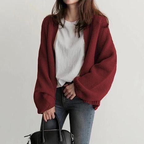 CARDIGAN AMELIA OVERSIZE KNIT CROP TEBAL CARDI KOREA ATASAN WANITA CARDY