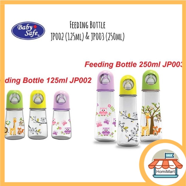 BABY SAFE Feeding Bottle 125ml JP002 &amp; 250ml JP003 (Botol Minum Susu Anak Bayi)