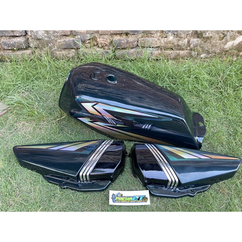 Bodi set Rx King Ijo botol 2002 striping pelangi hologram