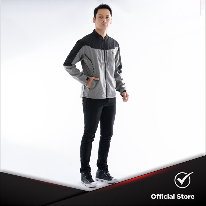MOTOR-JAKET- INVENTZO LIBERO ALPHA - JAKET MOTOR TAHAN ANGIN PRIA GREY BLACK - XXL -JAKET-MOTOR.