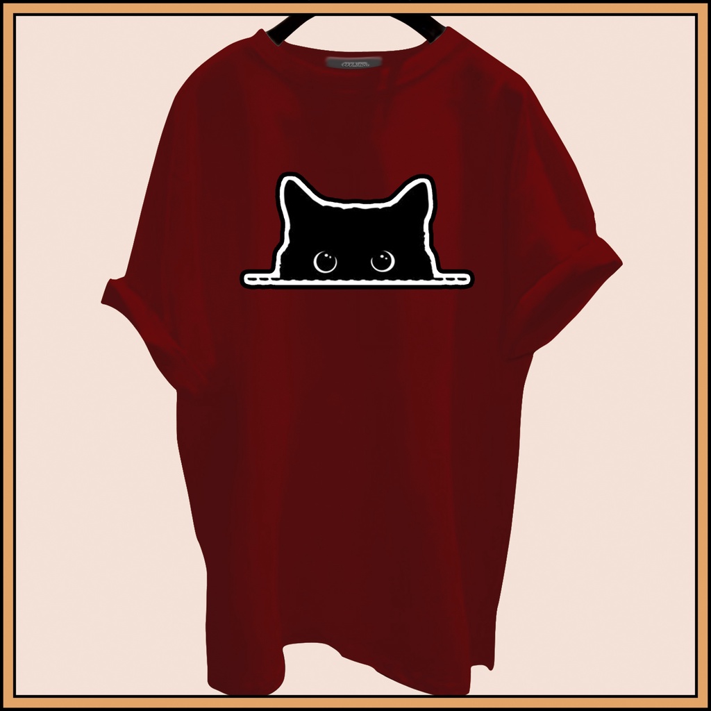 CALVIERO SHOP - BAJU KAOS ATASAN WANITA CAT BLACK PRINT