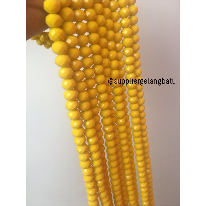 Crystal Ceko Doff 10mm KUNING bead alat perhiasan gelang kalung craft bahan aksesori cewek craft