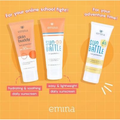 ^ KYRA ^ Emina Sun Screen Protection Sun Battle Sunscreen SPF30 PA+++  dan SPF45 Sunbattle Perawatan Wajah