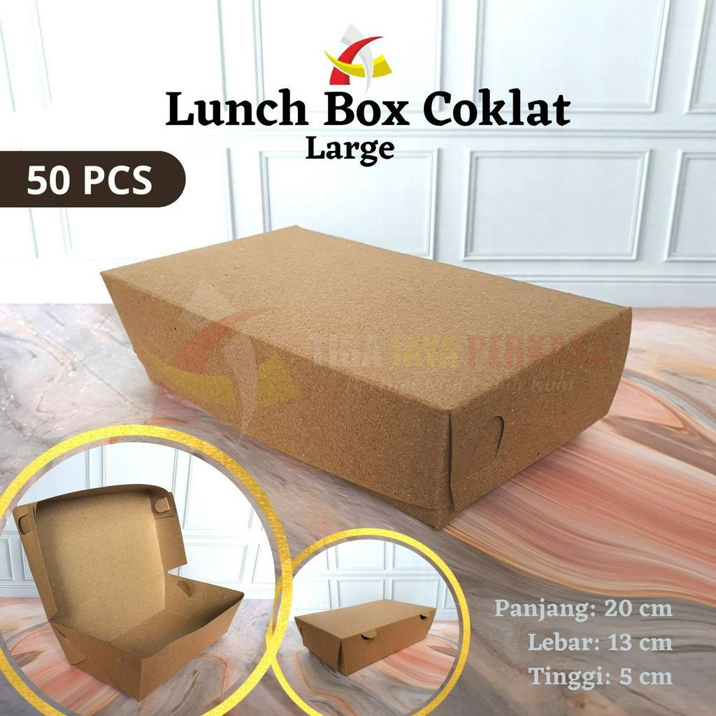 

Paper Lunch Box Coklat Kotak Takeaway Kraft Large FOBO @50pcs