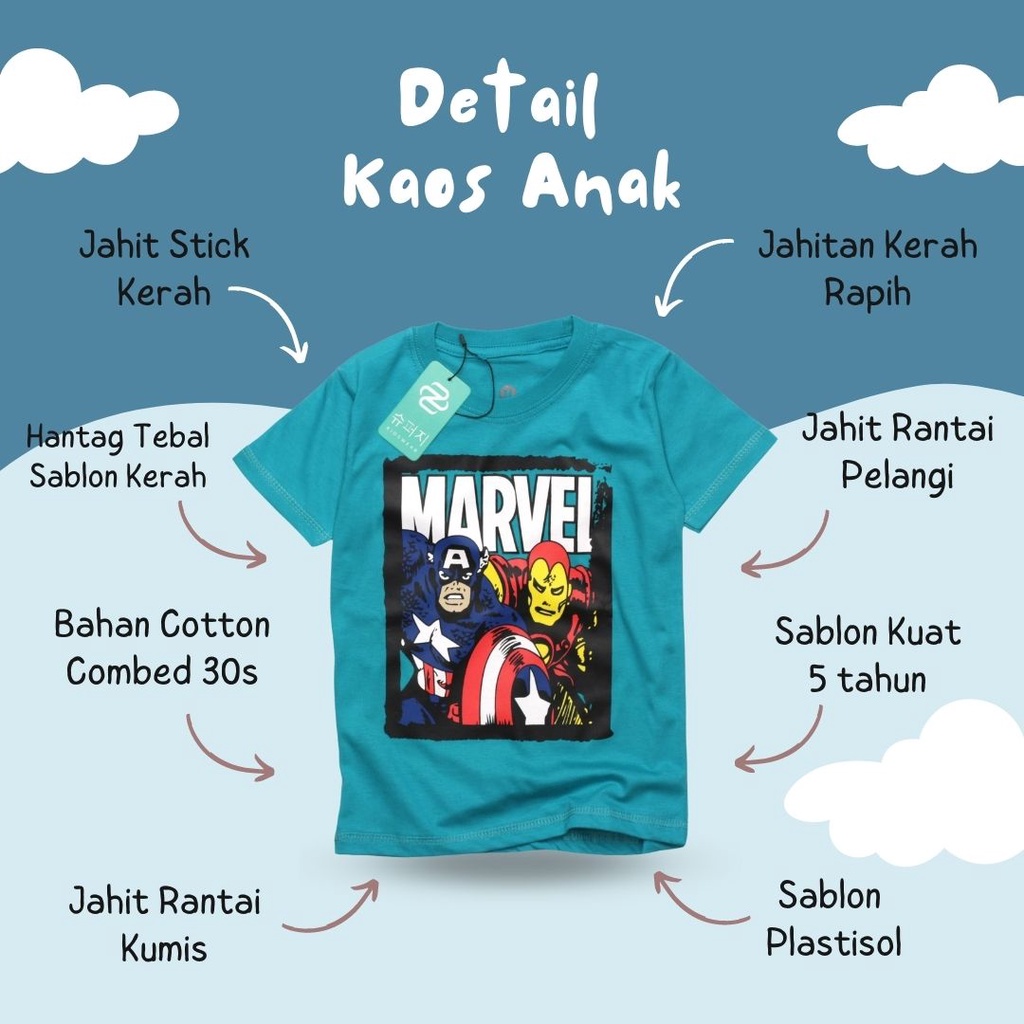 [KHUSUS SIZE S] BAJU KAOS ANAK LAKI LAKI  DISTRO BANDUNG COWOK ANIMASI SUPERHER0 threepoint