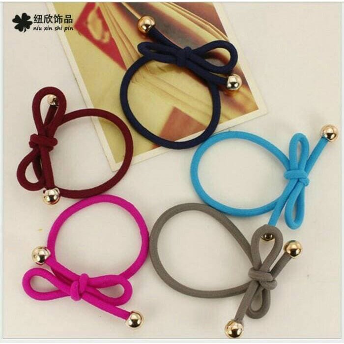 KR 003 IKAT RAMBUT KOREA MUTIARA / KUNCIR RAMBUT 1 LAYER DENGAN MUTIARA GOLD-1