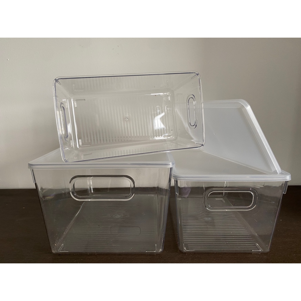 Kotak Penyimpanan Barang Transparan Dengan tutup/Kontainer Makanan Kulkas Storage Box Organize