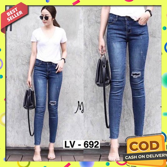 Celana Panjang Hw Kulot Jeans Love Boyfriend Jeans Korea Jeans Celana  Fwr - Basic Jeans Style M4Ng