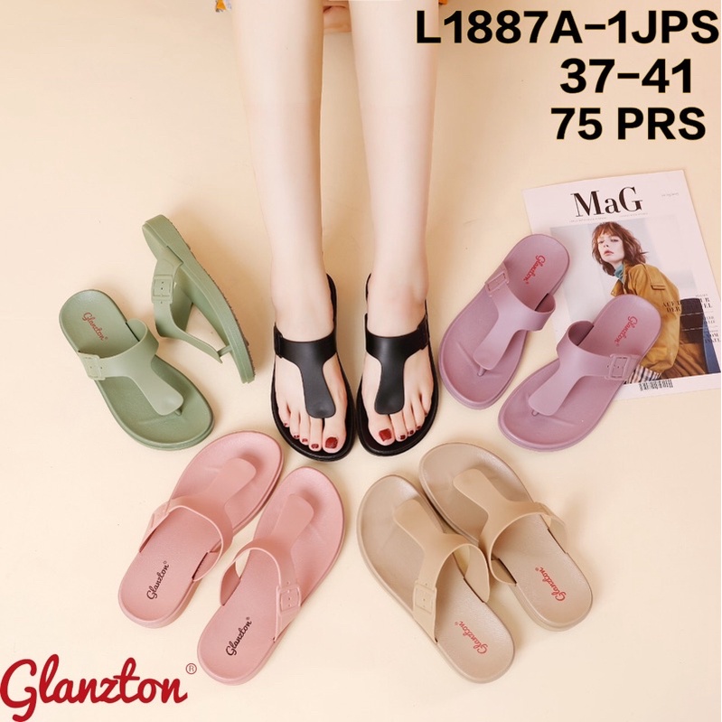 Sandal Jelly Sandal Jepit Glanzton L1887A-1J Sandal Jepit Gesper Warna Pastel Terbaru