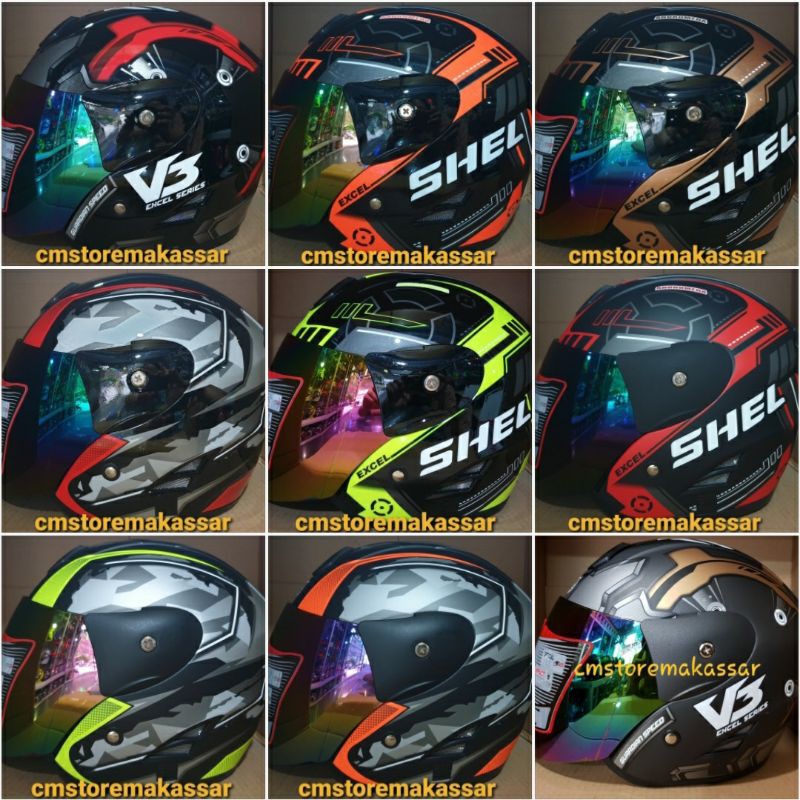 Helm Shel Excel Kaca Pelangi Motif Mirip Helm GM