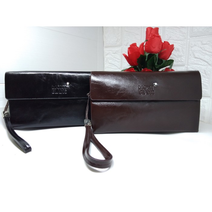 HANDBAG MONTBLANC .COWOK &amp- CEWEK BAHAN KULIT ASLI IMPOR - Cokelat Tua