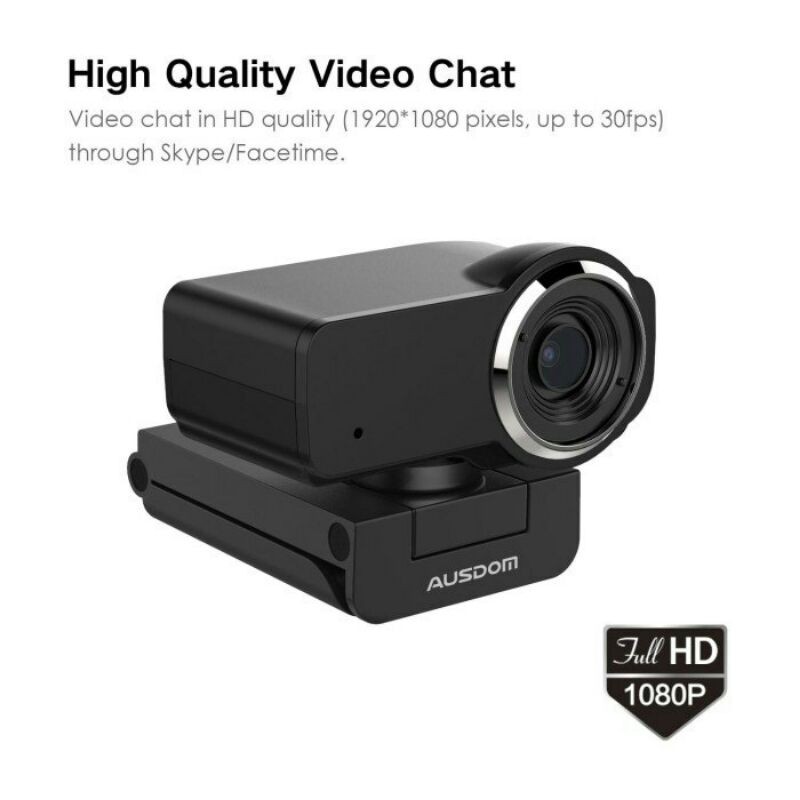 Ausdom AW635 Webcam 1080P 12MP dengan Mikrofon Built-in untuk Streaming Langsung