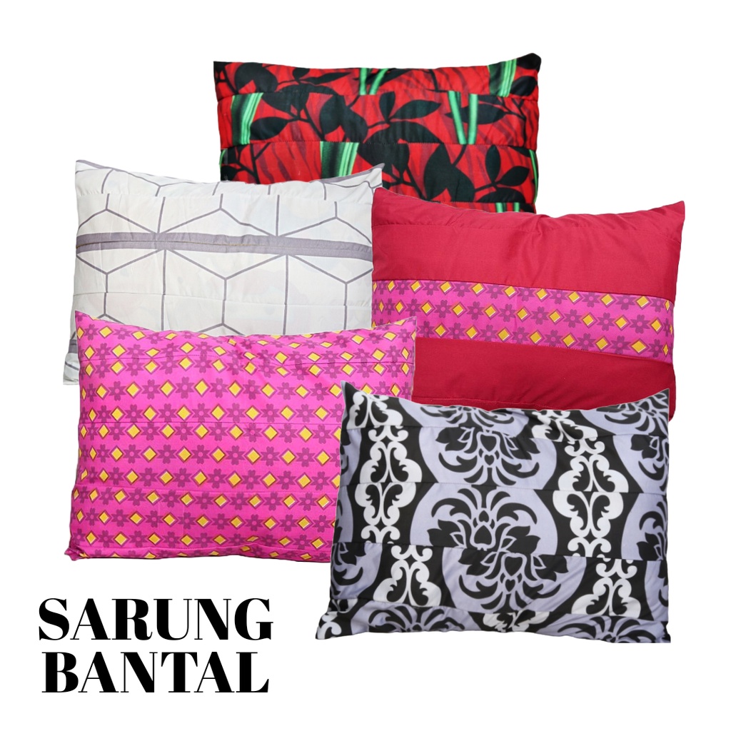 IZANY Sarung bantal sambung banyak varian Motif dan Polos