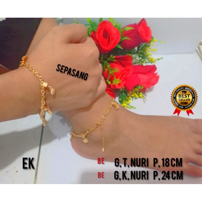 Set Gelang tangan dan gelang kaki Titanium banyak pilihan model dan bentuk nya bahan lapis emas