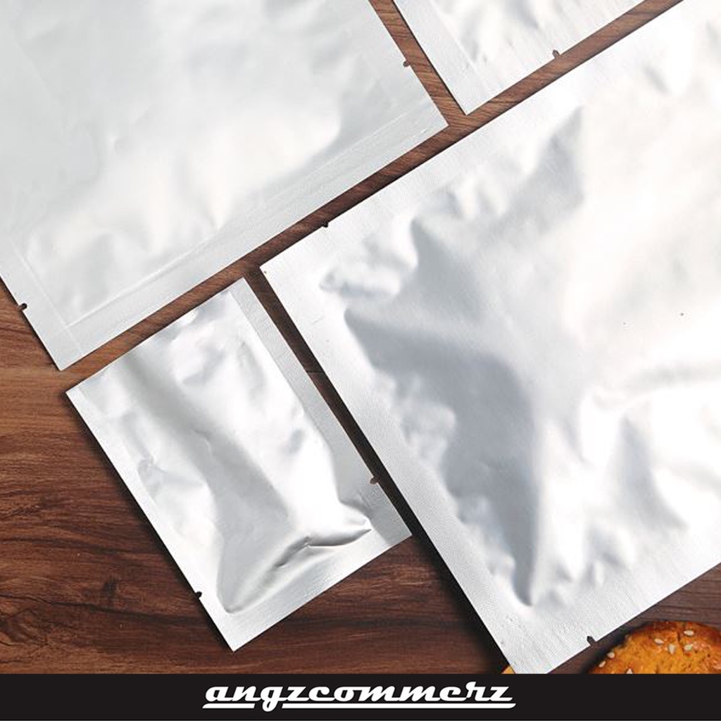 

ANGZCOMMERZ Vacuum Flat Sachet Pack No Ziplock 110 mm x 160 mm Aluminium Foil 140 micron Silver
