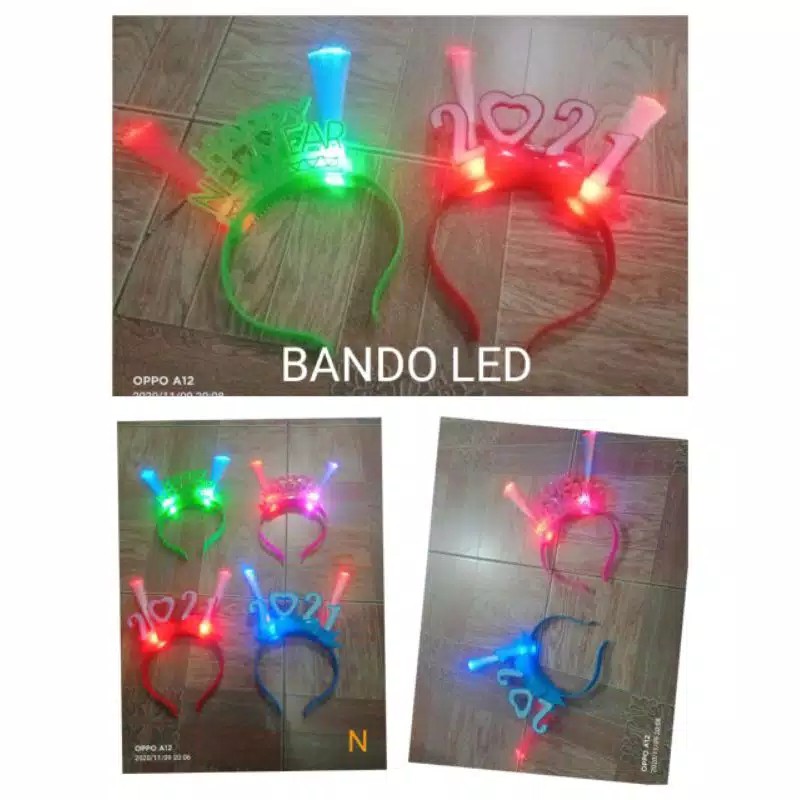 Bando pita anak 2021 lampu LED/ Bando Happy New Year / Bando Pesta / Bandana Headband pita lampu LED