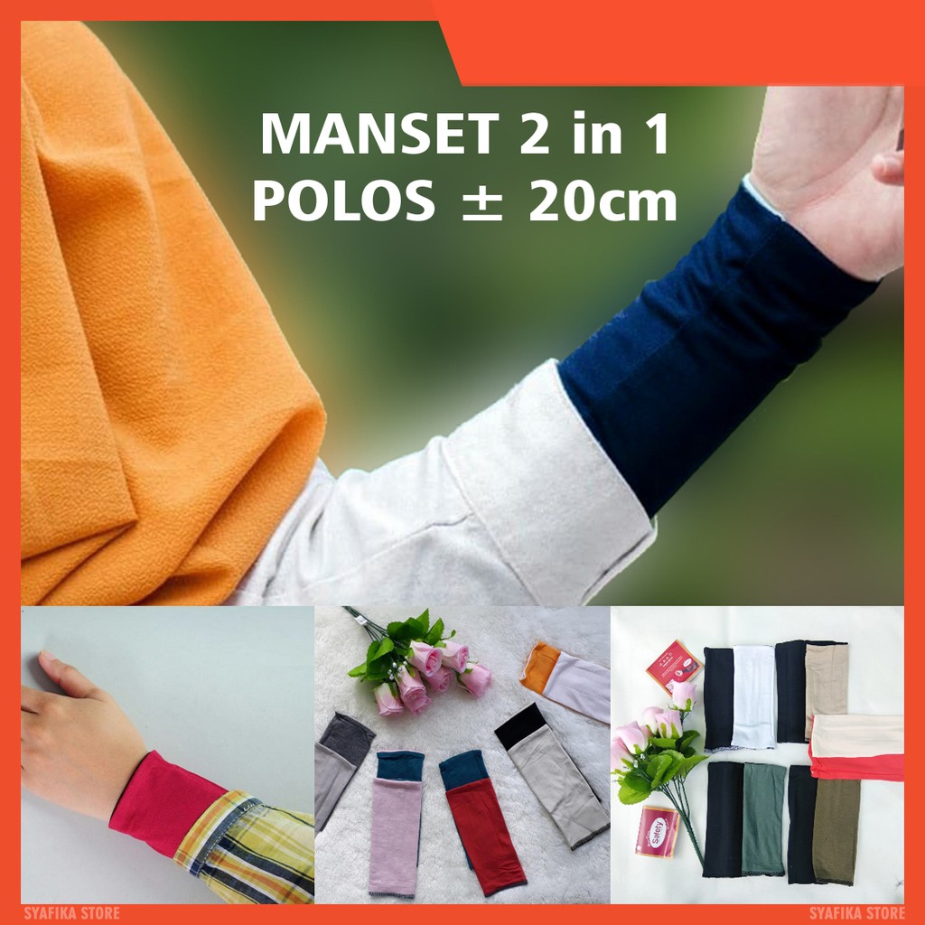 [TERLARIS] Manset Tangan Pendek Bolak Balik Polos 2 in 1 Murah Panjang 20 cm