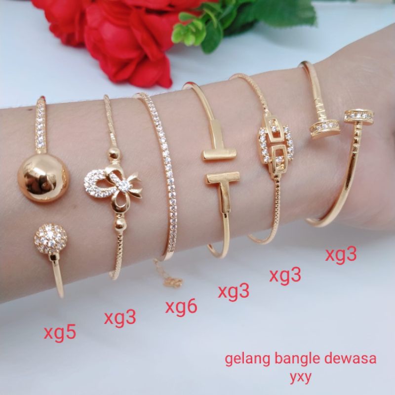 Gelang Tangan Fleksibel Bangle Wanita Titanium Xuping Perhiasan Aksesoris Fashion Lapis Emas Anti Karat