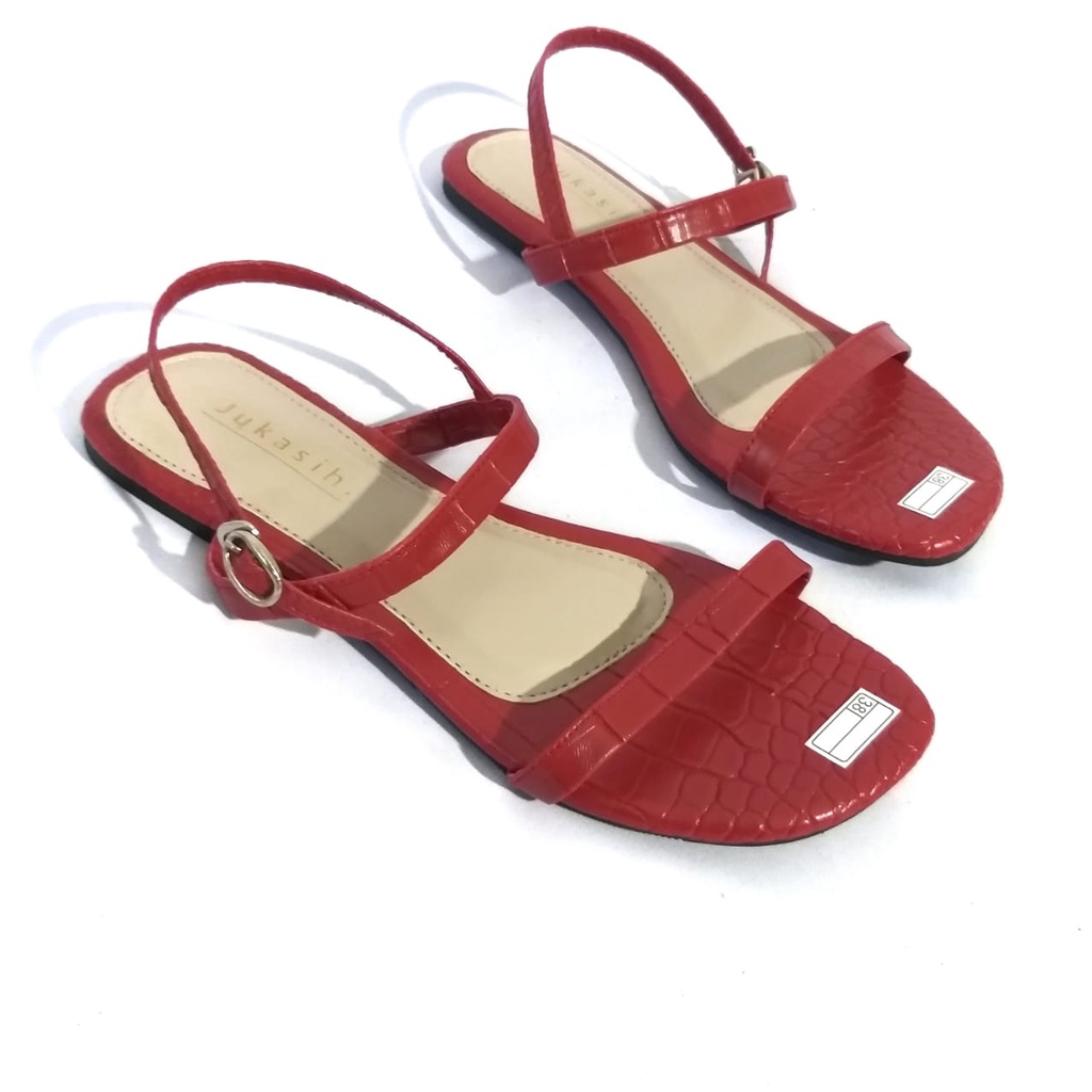 sandal suzanna sandal teplek wanita motif kulit ular