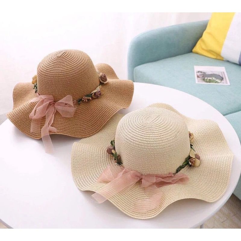 Topi pantai anak flowly summerhat kids import-1