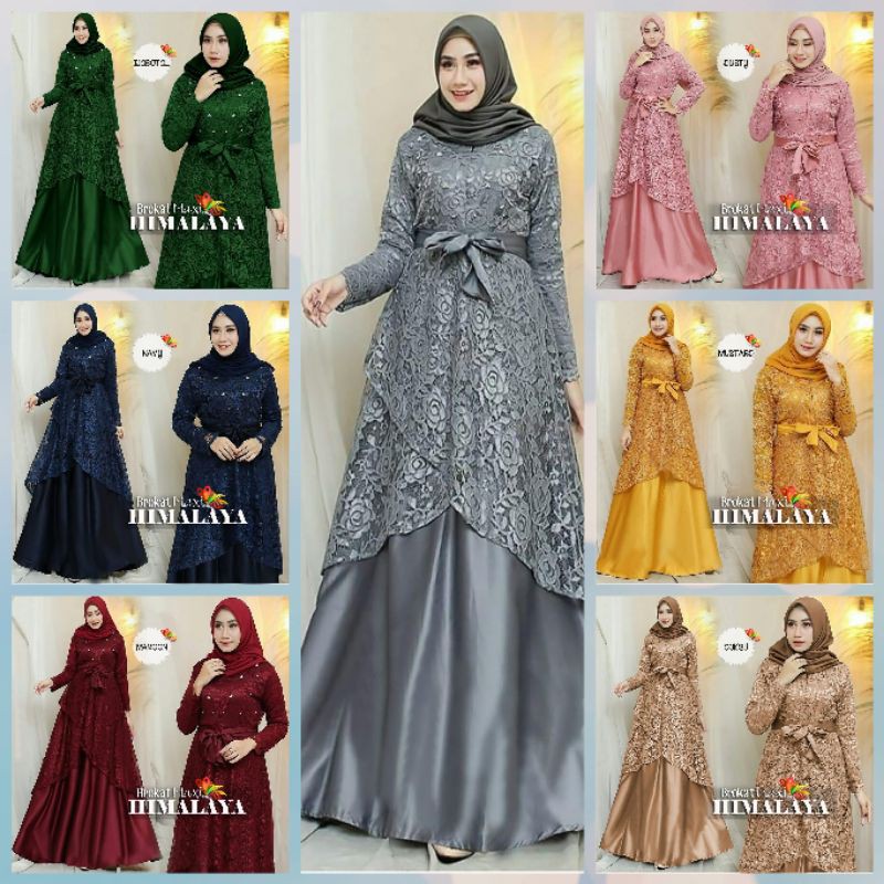 GAMIS BRUKAT MAXI HIMALAYA KUALITAS PREMIUM BRUKAT CORNELI LAPIS FURING DAN VELVET