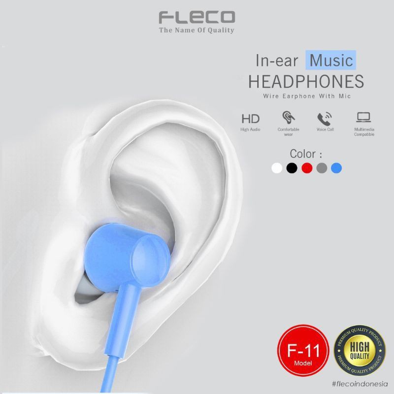 Headset Fleco F-11 in-ear Music Wire Earphone Whith Mic