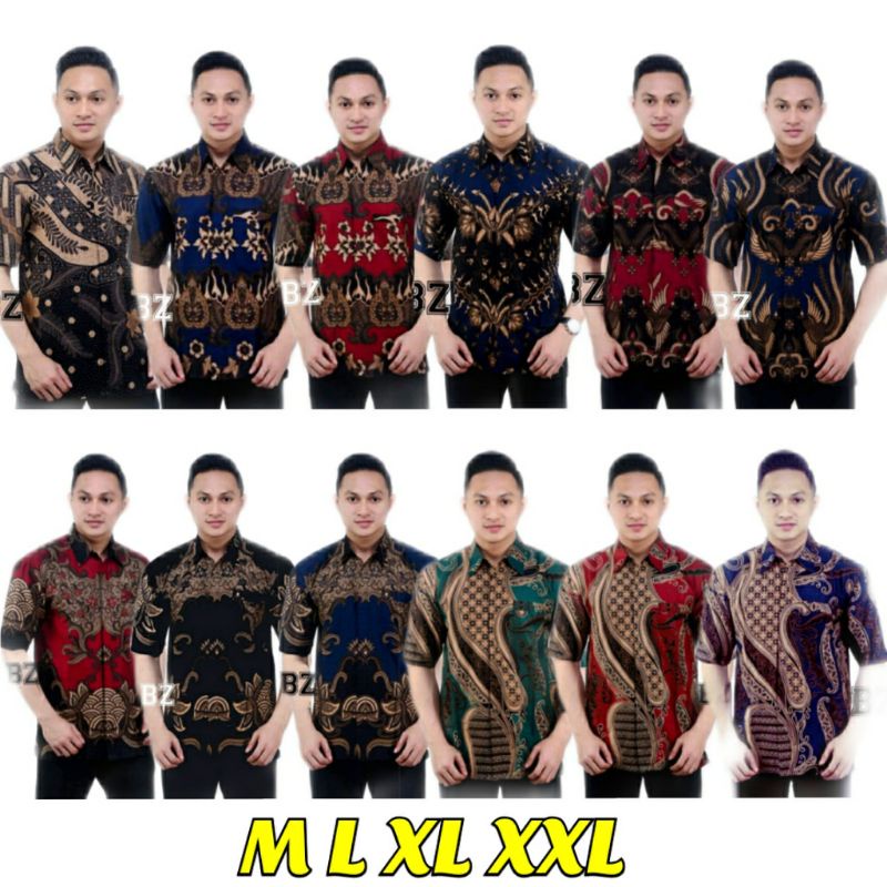 BSWART Batik HRB026 kenongo Hem Pendek Padi Pekalongan M L XL Batik Pria MURAH Modern Grosir