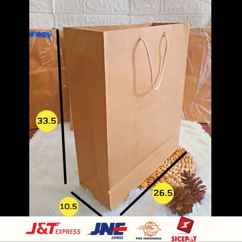 

[ BERHADIAH ] PAPER BAG COKLAT POLOS MURAH 26,5 X 10,5 X 33,5 TAS KADO / TAS KERTAS