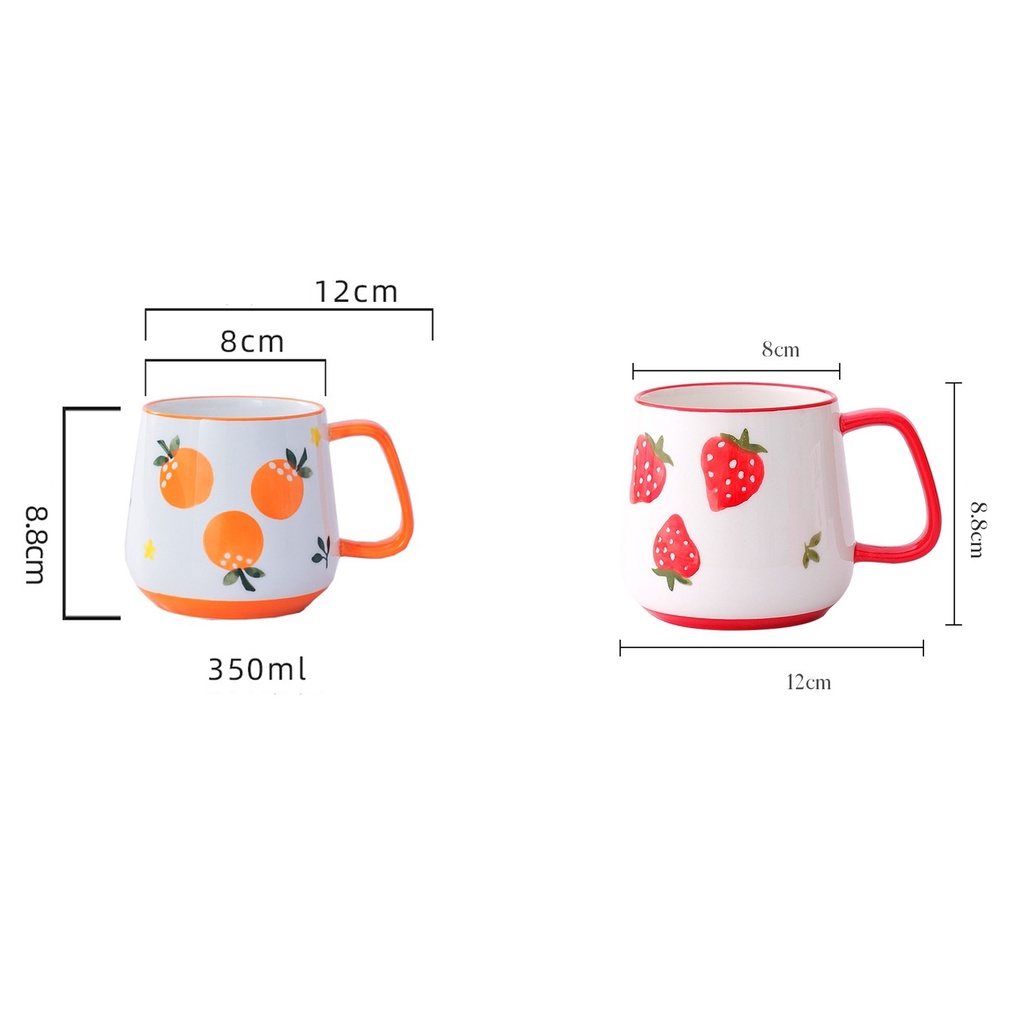 Cangkir Keramik Gagang Lucu Motif Buah